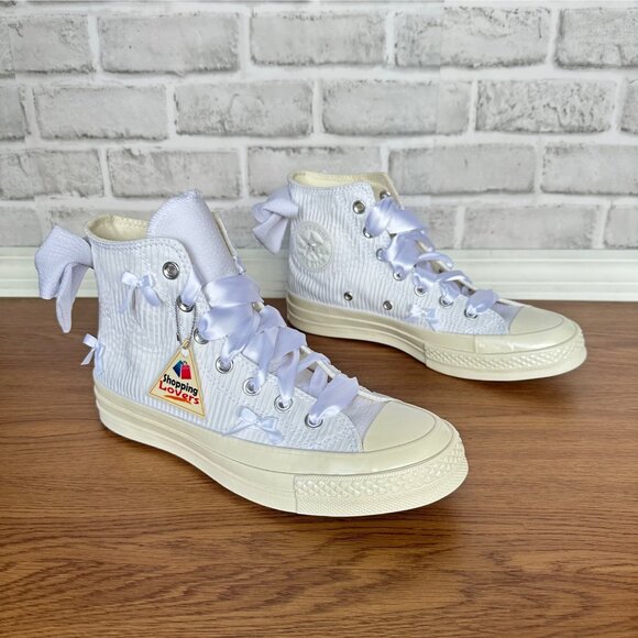⭐Converse Chuck 70 Hi Bow Pleated Sz 7.5 Men Shoes Elegant Sneaker White A15191C - Picture 2 of 8